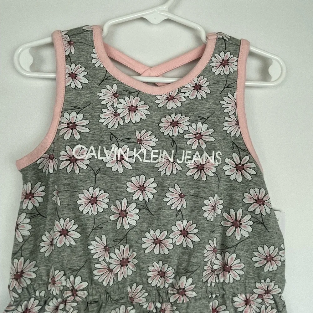 Calvin Klein Jeans Gray and Pink Floral Kids Dress 5